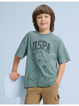 U.S. POLO ASSN. - Boys Green Graphic Cotton T-shirt