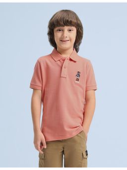 U.S. POLO ASSN. - Boys Orange Solid/Plain Cotton Polo T-shirt