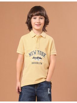 U.S. POLO ASSN. - Boys Yellow Typography Cotton Polo T-shirt