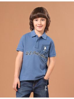 U.S. POLO ASSN. - Boys Blue Embroidered Cotton Polo T-shirt