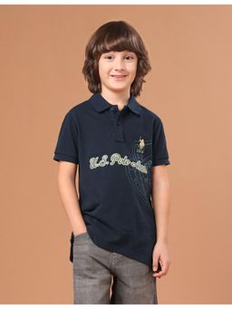 U.S. POLO ASSN. - Boys Navy Blue Embroidered Cotton Polo T-shirt
