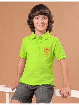 U.S. POLO ASSN. - Boys Green Solid/Plain Cotton Polo T-shirt
