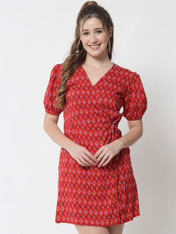 Trend Arrest - Printed Red Dress