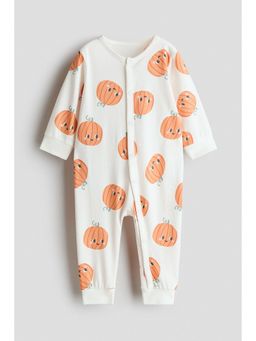 H&M - Unisex White Patterned Sleepsuit