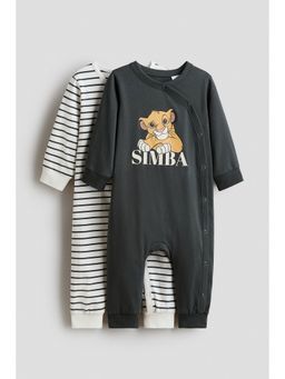 H&M - Boys Multi-Color 2-Pack Printed Cotton Sleepsuits