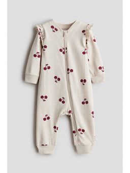 H&M - Girls Beige Printed Sleepsuit
