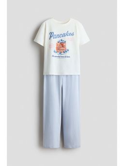 H&M - Girls Blue Cotton Pyjamas and T-Shirt