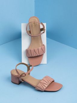 Inc.5 - Womens Peach Party Wear Square Toe Sandal Heels
