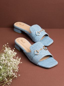 Inc.5 - Womens Denim Blue Casual Square Toe Sandal Heels