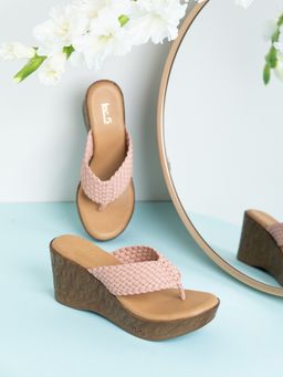 Inc.5 - Womens Peach Casual Solid Round Toe Wedge Sandals