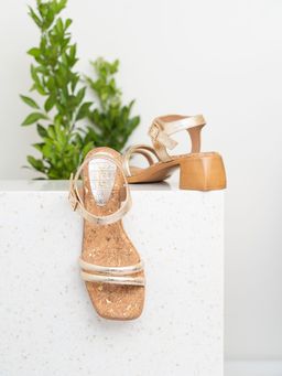 Inc.5 - Womens Gold Casual Solid Square Toe Sandals