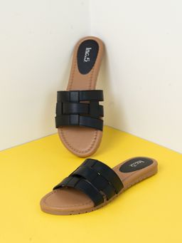 Inc.5 - Womens Black Casual Strappy Round Toe Flats