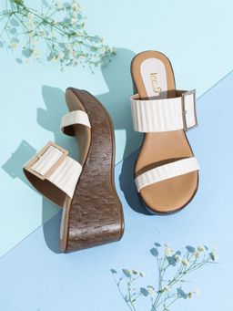 Inc.5 - Womens Cream Casual Solid Round Toe Wedge Sandals