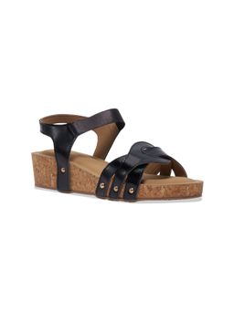 ERIDANI - Bello Textured Black Sandals