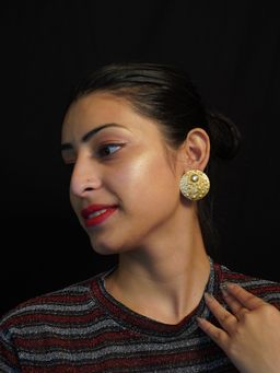 Niscka - Gold Coin Handcrafted Stone Studded Earrings