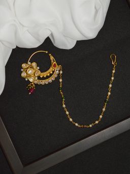 Niscka - Maharashtrian Style Gold Plated Nath with Kundan Stones Studded