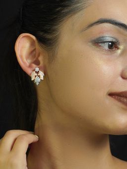 Niscka - Rose Gold Plated Designer American Diamond-Ad Stud Earring