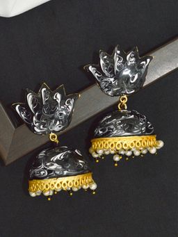 Niscka - Gold Plated Polar Fluid Colored Jhumka Earrings