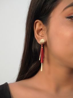 Niscka - Red Color Gold plated Dangle Earrings