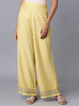 W - Light Green Embroidered Parallel Pants