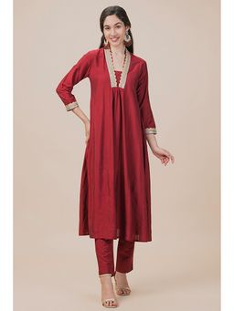 Barara Ethnic - Festive Maroon Kurta and Pant (Set of 2)