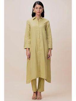 Barara Ethnic - Green Shirt Style Kurta and Pant (Set of 2)