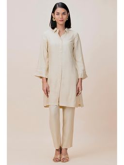 Barara Ethnic - Cream Shirt Style Kurta and Pant (Set of 2)