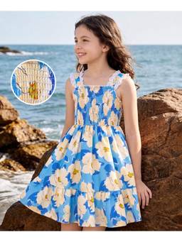 Mark & Mia - Blue Cotton Sleeveless Floral Regular Fit Dress