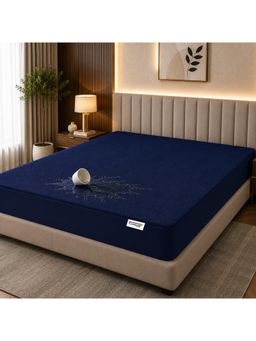 MATTRESS PROTECTOR - Navy Blue Ultra Soft Breathable Fitted Waterproof Mattress Protector