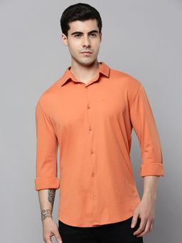 SHOWOFFFF - Mens Spread Collar Coral Solid Shirt