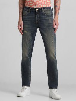 Jack & Jones - Dark Blue Low Rise Distressed Slim Fit Jeans