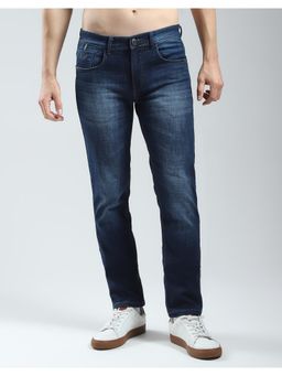 Monte Carlo - Mens Blue Solid Regular Fit Jeans