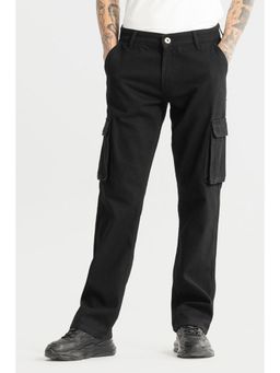 Snitch - Men Black Plain Straight Casual Jeans