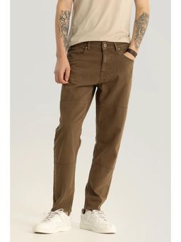 Snitch - Men Brown Plain Loose Casual Jeans