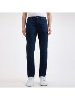 Pepe Jeans - Mens Blue Slim Tapered Fit Low Rise Distressed Jeans