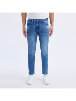 Pepe Jeans - Mens Blue Mid Rise Skinny Ankle Length Powerflex Extra Stretchable Jeans