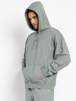 Guess - Green Cotton Blend Printed Hoodie