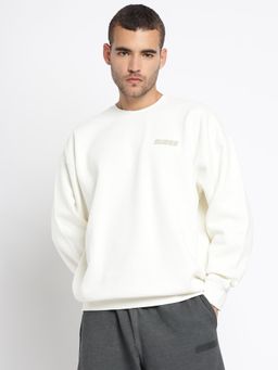Guess - White Cotton Blend Solid Sweatshirt