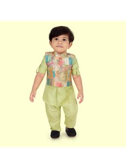 ETHNIKS NEURON - Boys' Chanderi Silk Jacket with Kurta and Pyjama (Set of 3)