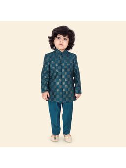 ETHNIKS NEURON - Boys Embroidery Sequin Kurta and Pyjama Teal (Set of 2)