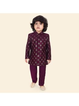 ETHNIKS NEURON - Boys Embroidery Sequin Kurta and Pyjama Wine (Set of 2)