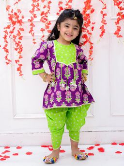 KID1 - Krisha Peplum Kurta and Dhoti Purple (Set of 2)