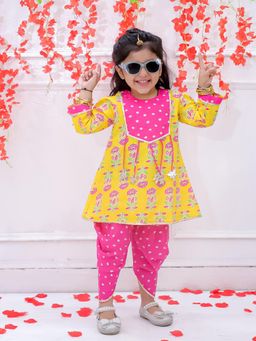 KID1 - Krisha Peplum Kurta and Dhoti Yellow (Set of 2)
