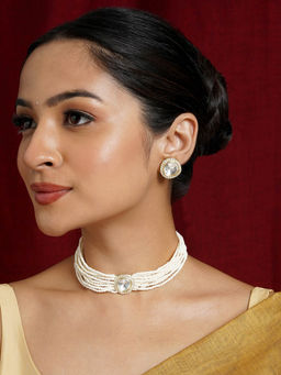 Teejh - Jodha Light Gold Necklace Set