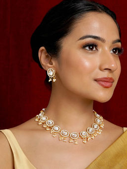 Teejh - Jhilmil Light Gold Necklace Set