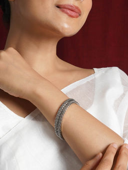 Teejh - Kalinga Silver Oxidized Bangles 5.7 X 5.7
