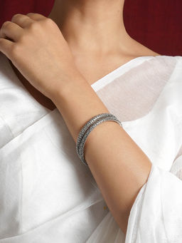 Teejh - Avanti Silver Oxidized Bangles 6 X 6