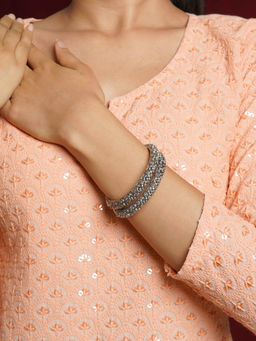 Teejh - Panchala Silver Oxidized Bangles 5.7 X 5.7