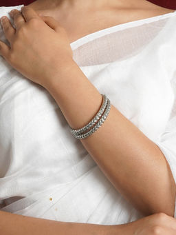 Teejh - Kamboja Silver Oxidized Bangles 5.7 X 5.7