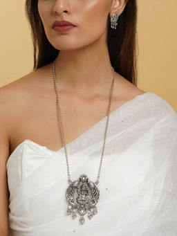 Teejh - Sayyid Silver Oxidised Necklace Set